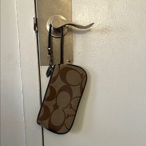 Coach Brown and Tan Wristlet